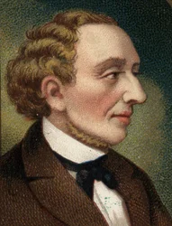 Porträtt av den danske författaren och poeten Hans Christian Andersen (1805-1875).