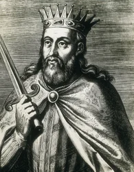 Porträtt av Denis av Portugal (bondekungen) (gravyr)