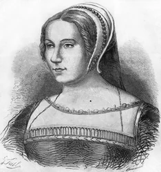 Porträtt av Diane de Poitiers (1499-1566), favorit av Henrik II, gravyr från 1800-talet.