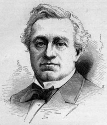 Porträtt av Edmond Got (1822-1901), fransk komiker, medlem av Comedie Francaise. Gravyr i "" Le Monde Illustré"" nr 1168 av 16 augusti 1879.