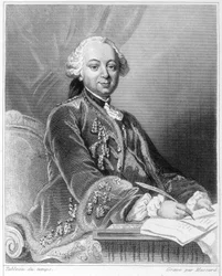 Porträtt av Etienne François, hertig av Choiseul (1719 - 1785), fransk politiker - i "Histoire des Français" av Lavallée, gravyr, sd.