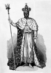 Porträtt av Faustin Soulouque (1782-1867) dit Faustin I, kejsare av Haiti från 1847 till 1859 Gravyr av 1856