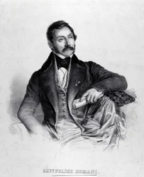 Porträtt av Felice Romani, librettist, poet och italiensk kritiker (1788-1865).