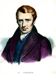 Porträtt av Felicite Robert de Lamennais (1782-1854), fransk författare. Gravyr av 1800-talets privatsamling