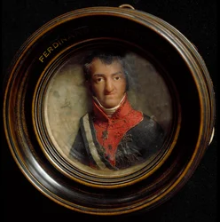 Porträtt av Ferdinand I av Bourbon eller Ferdinand IV (1751-1825), kung av Neapel. Vaxskulptur. Florens, Museo Nazionale del Bargello