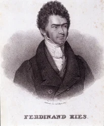 Porträtt av Ferdinand Ries (1784 - 1838) tysk kompositör och pianist. Gravyr av 1800-talet.