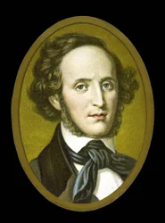 Porträtt av Félix Mendelssohn - Bartholdy (1809 - 1847) tysk kompositör.