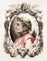 Porträtt av Francesco Petrarca (Petrarca) (1304-1374), italiensk poet.
