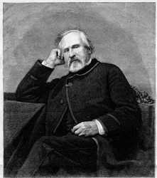 Porträtt av Francois Auguste Biard (1798-1882), fransk målare. Gravyr i "" Le Monde Illustré"" nr 1318 av 1 juli 1882.