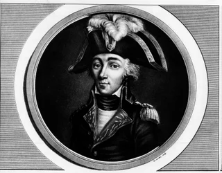 Porträtt av Francois Hanriot (1761-1794), fransk revolutionär - Gravyr i ""Komplett samling av historiska målningar från den franska revolutionen, i tre volymer""" 1804
