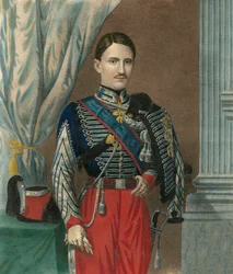 Porträtt av Frans II, kung av Bägge Sicilierna (Francesco II delle Due Sicilie) (1836-1894), med kedjan för Gyllene skinnets orden