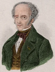 Porträtt av Francois Rene, Viscount de Chateaubriand (1768-1848), fransk författare. Gravyr från 1876.
