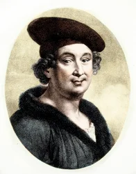 Porträtt av Francois Villon (1431-63) (gravyr)