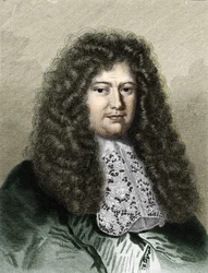 Porträtt av François Michel Le Tellier, Marquis de Louvois (1639 - 1691), fransk politiker - i Histoire des Français av Lavallée, gravyr, nd.