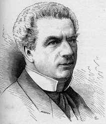 Porträtt av Frederic Febvre (1833-1916), fransk komiker, medlem av Comedie Francaise. Gravyr i "" Le Monde Illustré"" nr 1168 av 16 augusti 1879.