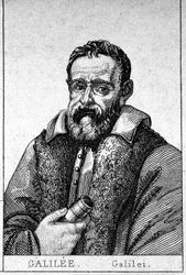 Porträtt av Galileo Galilei dit Galilee (1564 - 1642).