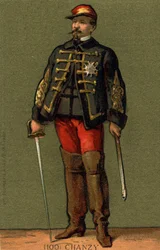 Porträtt av general Chanzy (1823 - 1883) Kromolitografi från det sena 1800-talet.