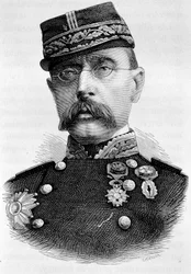 Porträtt av general Louis Faidherbe, fransk kolonisatör (1818 - 1889). 1800-talsgravyr.