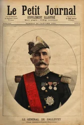 Porträtt av general markis Gaston de Galliffet (1830-1909), arméchef, kandidat till presidentskapet i republiken 1879 och krigsminister 1899. Gravyr i "" Le petit journal illustrious"" 24/01/1891. Selvas samling.