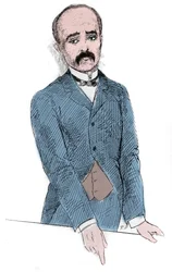 Porträtt av Georges Benjamin Clemenceau (1841-1929) fransk politiker under diskussionerna om frågan om Tonkin och Frankrike. Gravyr i "" Le Monde Illustré""