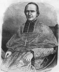 Porträtt av Georges Darboy.French Prélate (1813 till 1871). Ärkebiskop av Paris, togs han som gisslan under kommunen och sköts.