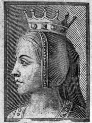 Porträtt av Gerberge av Sachsen (ca 913-968 eller 969), drottning av Frankrike, hustru till Ludvig IV av Outremer.