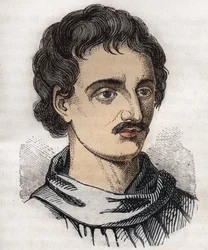 Porträtt av Giordano Bruno (1548-1600) italiensk dominikanermunk, filosof, matematiker, poet och astrolog.