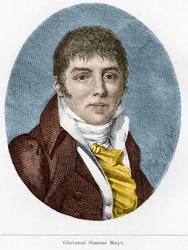 Porträtt av Giovanni Simone Mayr (Johann Simon Mayr), italiensk kompositör (1763-1845)