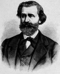 Porträtt av Giuseppe Verdi, italiensk kompositör (1813 - 1901)