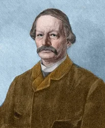 Porträtt av Gustav Freytag (1816-1895), tysk författare.