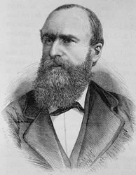 Porträtt av Gustave Flourens (1838 - 1871). Gravyr från slutet av 1800-talet i "Histoire de France"" av H. Martin.