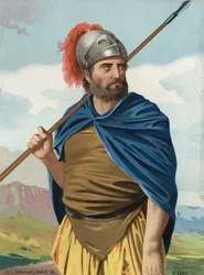 Porträtt av Hannibal eller Hannibal Carthaginian War Man (Punic) (247 f.Kr. - 183 f.Kr.). efter "" kända män och kvinnor "". Barcelona 1877.