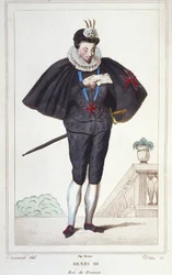Porträtt av Henrik III (1551 - 1589), kung av Frankrike. gravyr från 1830