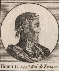 Porträtt av Henrik II (1519-1559) Kung av Frankrike - Henrik II (1519-59), kung av Frankrike - gravyr från "Instruction sur l