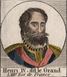 Porträtt av Henrik IV (1553-1610) Kung av Frankrike - Porträtt av Henrik IV (1553-1610) Kung av Frankrike - gravyr från "Instruction sur l