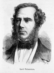 Porträtt av Henry Temple, Viscount Lord Palmerston (1784 - 1865), brittisk politiker. Gravyr 1800-talet