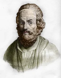 Porträtt av Homeros (800-talet f.Kr.) grekisk poet. i Rollins antika historia.1829