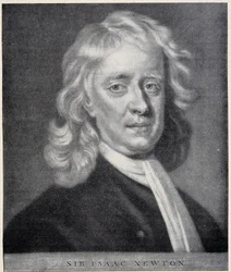Porträtt av Isaac Newton nära originalet bevarat vid Berlins observatorium.