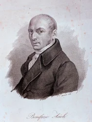 Porträtt av den italienske kompositören Bonifazio Asioli (1769-1832) Gravyr. 1800-talet. Milano, konservatoriets bibliotek