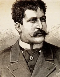 Porträtt av den italienska lyriska sångaren Mattia Battistini (1857-1928). Gravyr av 1800-talet.