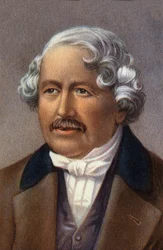 Porträtt av Jacques Daguerre, fransman, uppfinnare av daguerotypin.