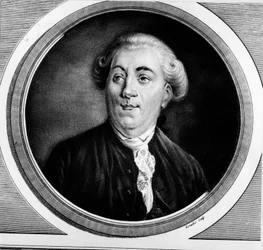 Porträtt av Jacques Necker (1732-1804), fransk statsminister. Gravyr i "" Komplett samling av historiska målningar från den franska revolutionen, i tre volymer.""" 1804.