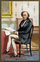 Porträtt av Jakob Liebmann Meyerbeer (1791-1864), tysk kompositör. Kromolitografi från slutet av 1800-talet.