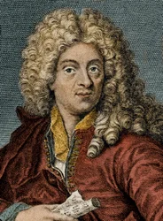 Porträtt av Jean-Baptiste Lully gravyr 1800-talet - Porträtt av Jean Baptiste (Lully (Giovanni Battista Lulli) (1632-1687)