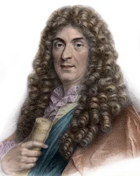Porträtt av Jean-Baptiste Lully gravyr 1800-talet - Porträtt av Jean Baptiste (Lully (Giovanni Battista Lulli) (1632-1687)