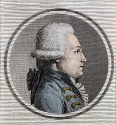 Porträtt av Jean-Xavier (Jean Xavier) Office of Pusy (1750-1806) militäringenjör och en fransk politiker.