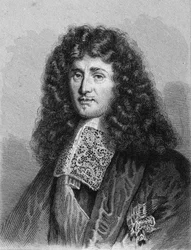 Porträtt av Jean Baptiste (Jean-Baptiste) Colbert (1619-1683), fransk politiker - i "Histoire des Français" av Lavallée, gravyr, sd.