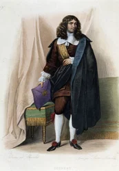 Porträtt av Jean Baptiste (Jean-Baptiste) Colbert (1619-1683), fransk statsman (1619 - 1683) - i "" Le Plutarque francais", av Mennechet