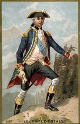 Porträtt av Jean Baptiste, greve av Estaing (1729 - 1794), fransk amiral. Kromolitografi av 1800-talet.