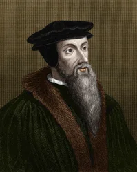 Porträtt av Jean Calvin (1509-1564), fransk religiös reformator och författare.
